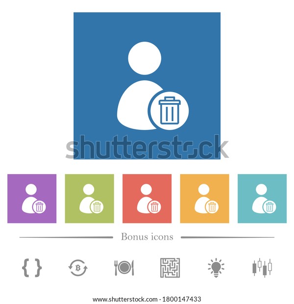 四角い背景にユーザーアカウントの白いアイコンを削除します 6個のボーナスアイコンが含まれます のベクター画像素材 ロイヤリティフリー