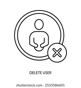 ícone excluir linha de conceito de usuário. Ilustração de elemento simples. exclua o design de símbolo de estrutura de tópicos de conceito de usuário.