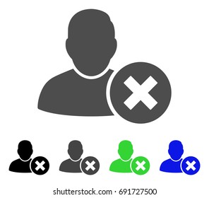 Delete User flat vector icon. Colored delete user, gray, black, blue, green pictogram versions. Flat icon style for web design.
