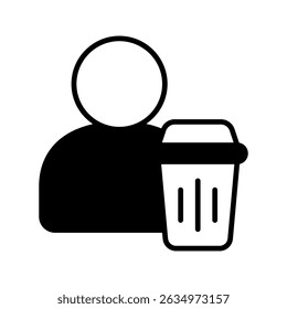 Delete User glyph, mini illustration icon. use for modern concept, print, UI, UX kit, web and app development. Vector related to account management, ecommerce, banking and finance.