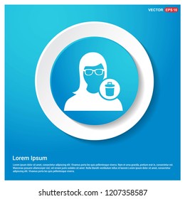 Delete user icon. Abstract Blue Web Sticker Button - Free vector icon