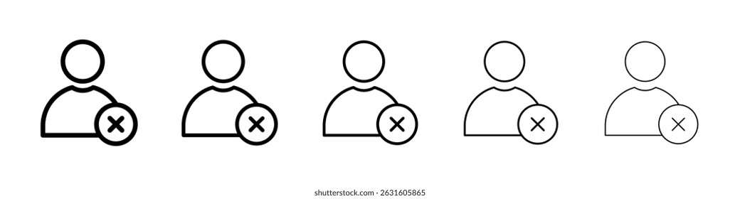 Delete user icon in black. Vector illustration for graphic design