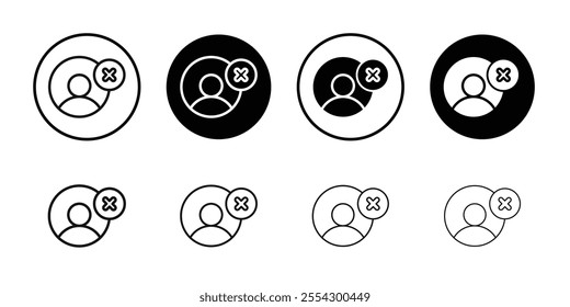 Delete user icon Black and white outline vector