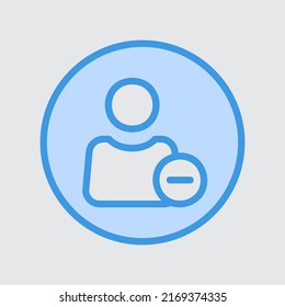 Delete user icon in blue style about user interface, use for website mobile app presentation