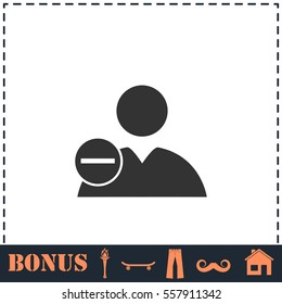 Delete user icon flat. Simple vector symbol and bonus icon