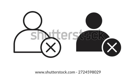 Delete user icon glyph and line set thin line symbol concept.