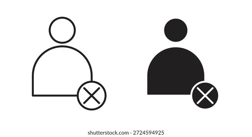 Delete user icon with line and silhouette versions.