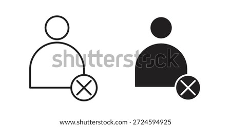Delete user icon with line and silhouette versions.