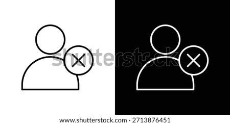 Delete user icon outline pictogram isolated on white. Vector Icon shape.
