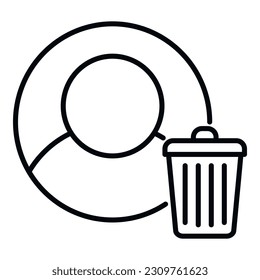 Delete user icon outline vector. File profile. Trash man