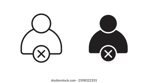 Delete user icon outlined icon vector collection.