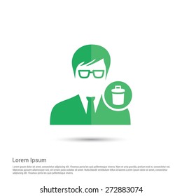 Delete User icon, pictogram icon on gray background. Simple flat metro design style. half shade cut icon. Flat design style. Vector illustration