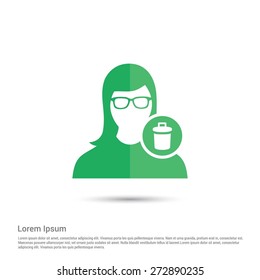 Delete User icon, pictogram icon on gray background. Simple flat metro design style. half shade cut icon. Flat design style. Vector illustration