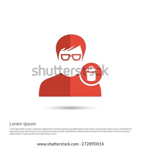 Delete User icon, pictogram icon on gray background. Simple flat metro design style. half shade cut icon. Flat design style. Vector illustration