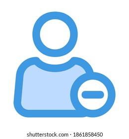 Delete User icon vector illustration in blue style for any projects, use for website mobile app presentation