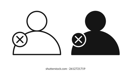 Delete user icons in black fill and line style