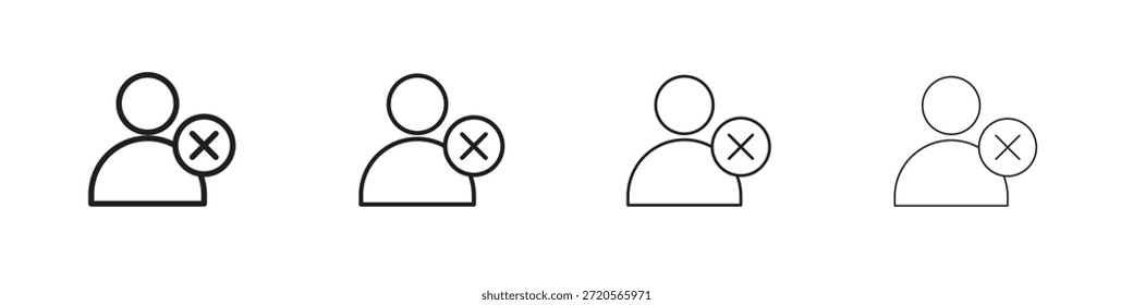 Delete user icons designed in outline, line and stroke style