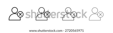 Delete user icons designed in outline, line and stroke style