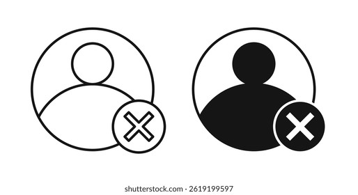Iconos del usuario del Borrar fijados en colores negros sobre fondo blanco