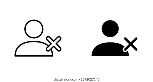 Delete user icons. stroke line and black solid icons