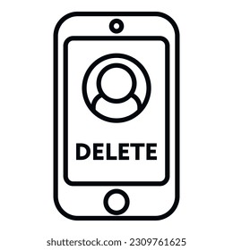 Delete user online icon outline vector. People service. Remove account