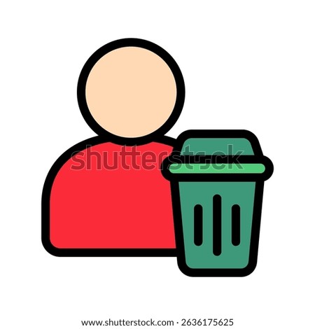 Delete User outline color, mini illustration icon. use for modern concept, print, UI, UX kit, web and app development. Vector related to account management, ecommerce, banking and finance.