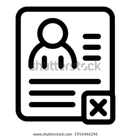 Delete user profile icon. Outline delete user profile vector icon for web design isolated on white background