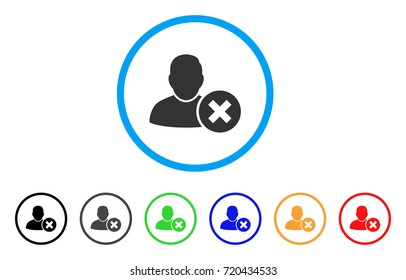 Delete User rounded icon. Style is a flat delete user gray symbol inside light blue circle with black, gray, green, blue, red, orange variants. Vector designed for web and software interfaces.