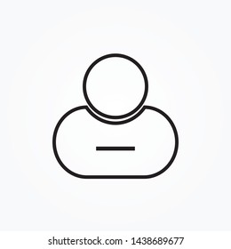 delete user single icon. Purple Linear outline Remove or delete Person icon, User icon vector illustration isolated on white background. Editable stroke. 
