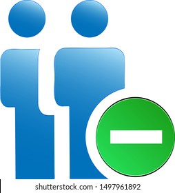 Delete users from the network group. Vector Icon.