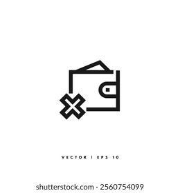 Delete Wallet Icon. Editable Stroke
