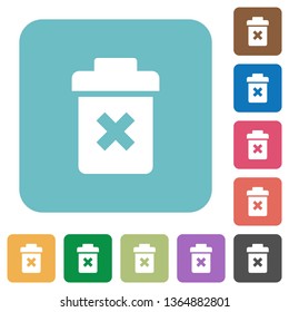 Delete white flat icons on color rounded square backgrounds