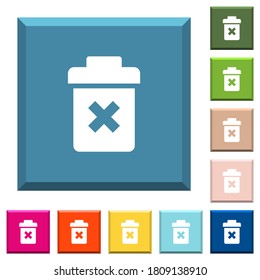 Delete white icons on edged square buttons in various trendy colors