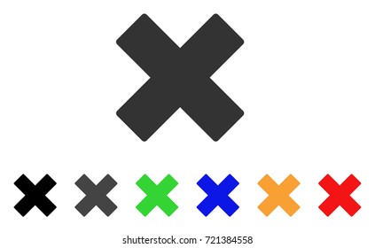 Delete X-Cross icon. Vector illustration style is a flat iconic delete x-cross symbol with black, grey, green, blue, yellow color variants. Designed for web and software interfaces.