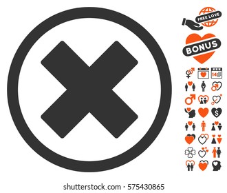 Delete X-Cross pictograph with bonus decorative pictograph collection. Vector illustration style is flat iconic elements for web design, app user interfaces.