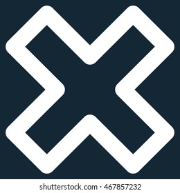 Delete X-Cross vector icon. Style is outline flat icon symbol, white color, dark blue background.