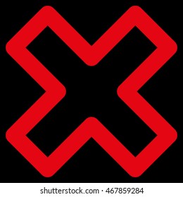 Delete X-Cross vector icon. Style is stroke flat icon symbol, red color, black background.