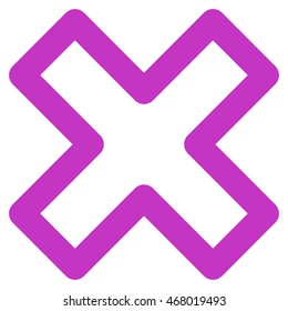 Delete X-Cross vector icon. Style is linear flat icon symbol, violet color, white background.