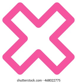 Delete X-Cross vector icon. Style is contour flat icon symbol, pink color, white background.