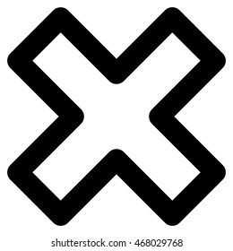 Delete X-Cross vector icon. Style is linear flat icon symbol, black color, white background.