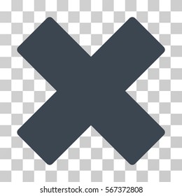 Delete X-Cross vector pictogram. Illustration style is flat iconic smooth blue symbol on a transparent background.