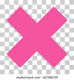 Delete X-Cross vector pictogram. Illustration style is flat iconic pink symbol on a transparent background.