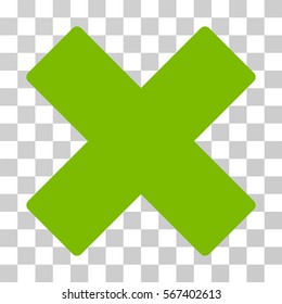 Delete X-Cross vector pictograph. Illustration style is flat iconic eco green symbol on a transparent background.