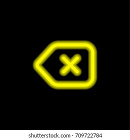 Delete yellow glowing neon ui ux icon. Glowing sign logo vector