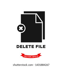 deleted file icon in trendy flat style, file icon, document vector icon 