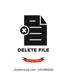 deleted file icon in trendy flat style, file icon, document vector icon 