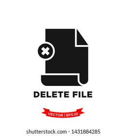 deleted file icon in trendy flat style, file icon, document vector icon 