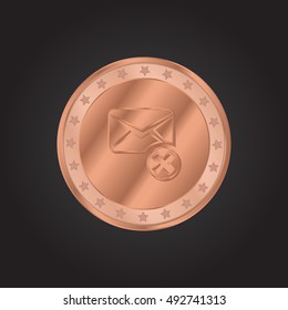 Deleted Message embossed realistic bronze coin precious Icon / Logo Design