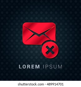 Deleted Message Red chromium precious metallic 3D Icon / Logo Design