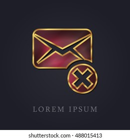 Deleted Message Red Ruby with Golden Frame Precious Jewellery Icon / Logo Design
